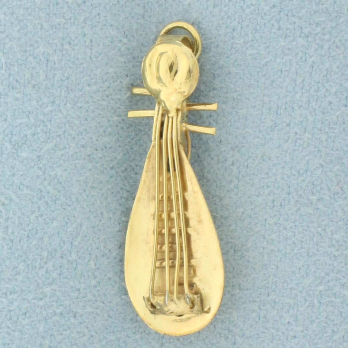 Vintage Lute Charm In 14k Yellow Gold