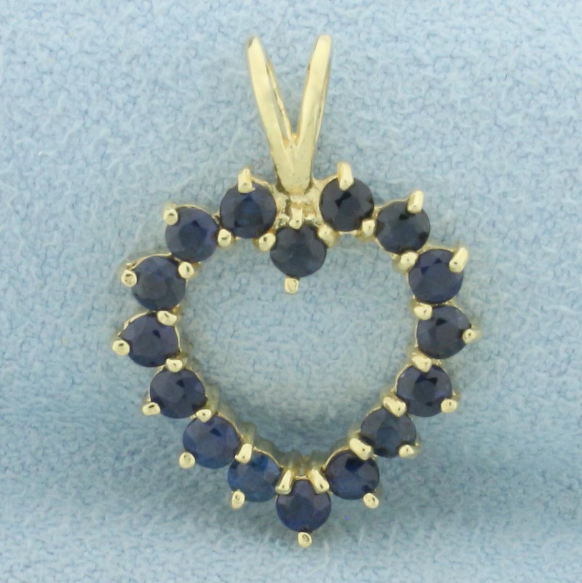 Sapphire Heart Pendant In 14k Yellow Gold