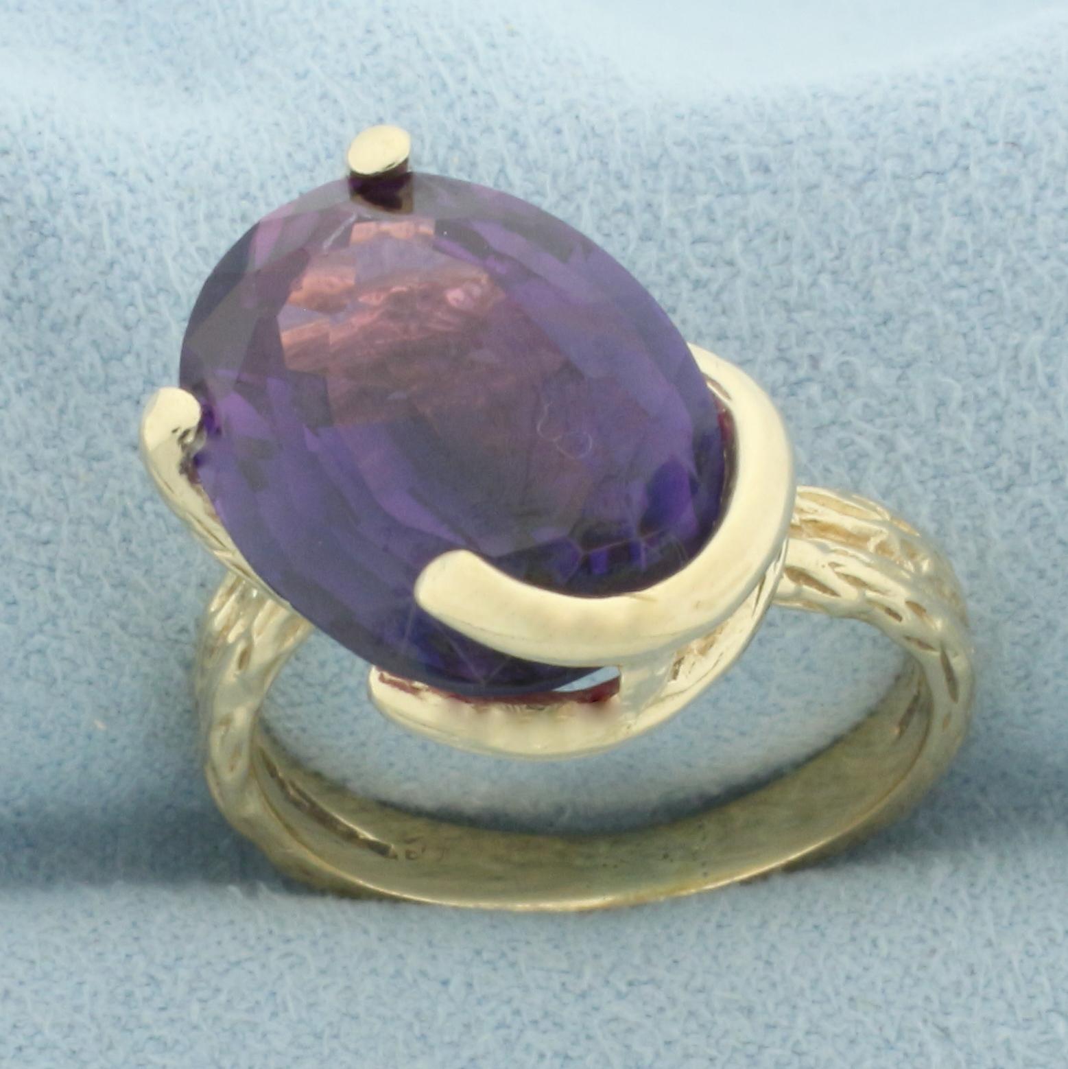 Lab Purple Sapphire Nature Design Ring In 14k Yellow Gold