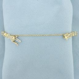 Baguette And Round Diamond Tennis Bracelet In 14k Yellow Gold