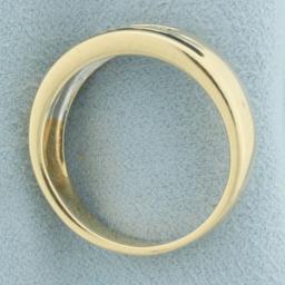 Unique Enamel Diamond Band Ring In 14k Yellow Gold