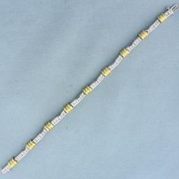 Two Tone Diamond Tennis Bracelet In 18k White And Yellow Gold