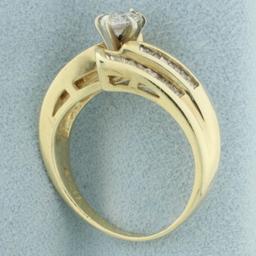 Marquise Diamond Bypass Ring In 14k Yellow Gold