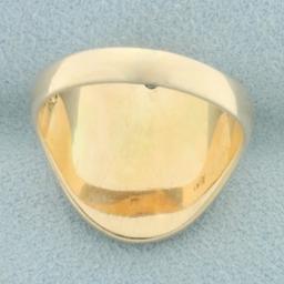 Antique Armstrong Cork Company Diamond Signet Ring In 14k Yellow Gold