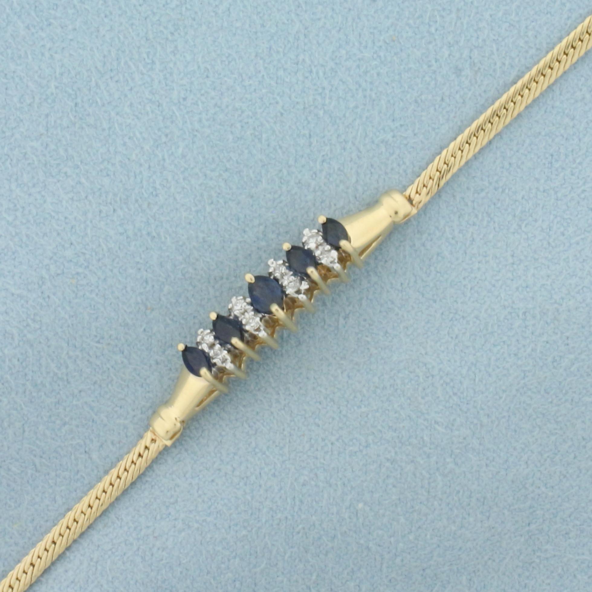 Sapphire And Diamond Bracelet In 14k Yellow Gold