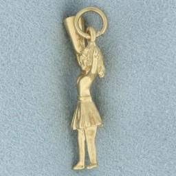 Cheerleader Charm Or Pendant In 14k Yellow Gold