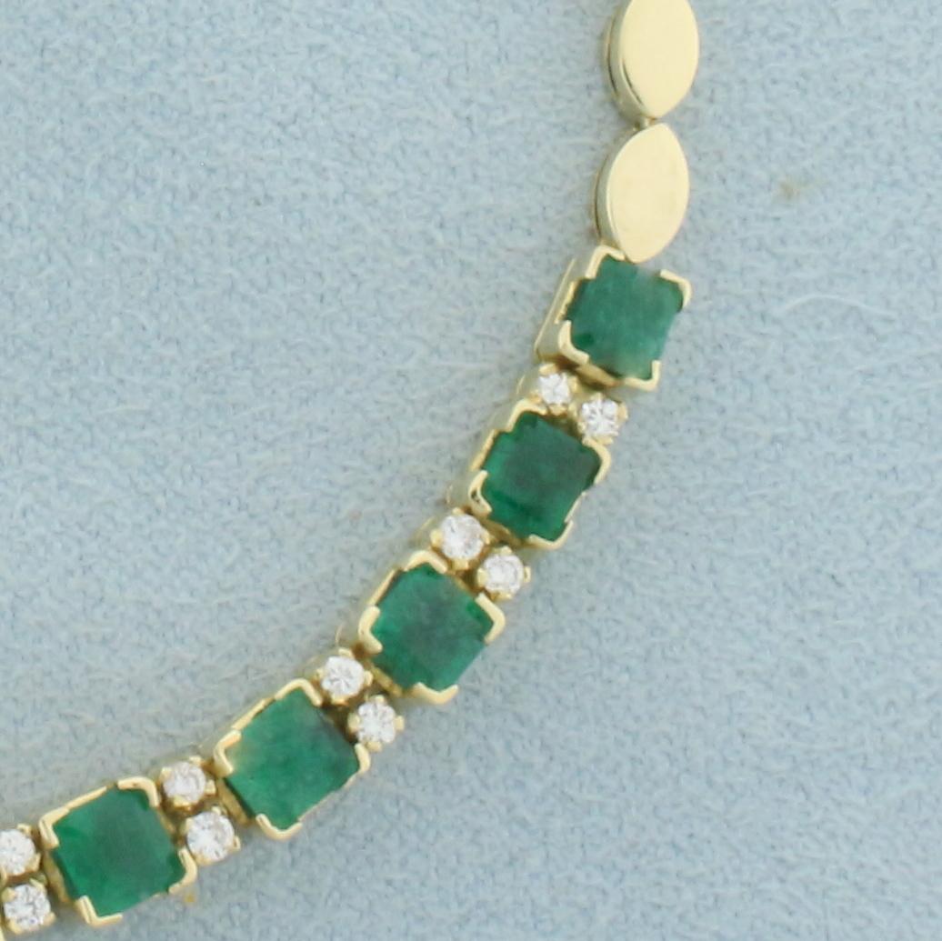 Natural Emerald And Diamond Bracelet In 18k Yellow Gold