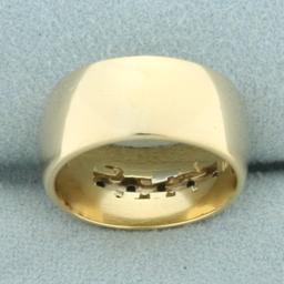 Wide Diamond Cigar Band Ring In 14k Yellow Gold