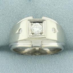 Mens Diamond Ring In 14k White Gold