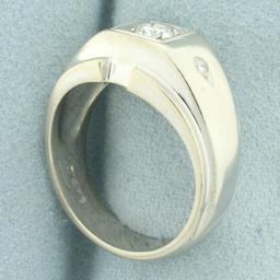 Mens Diamond Ring In 14k White Gold