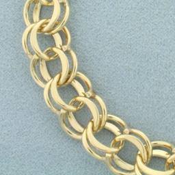 Double Link Charm Bracelet In 14k Yellow Gold