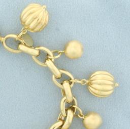 Italian Ball Bead Dangle Bracelet In 18k Yellow Gold