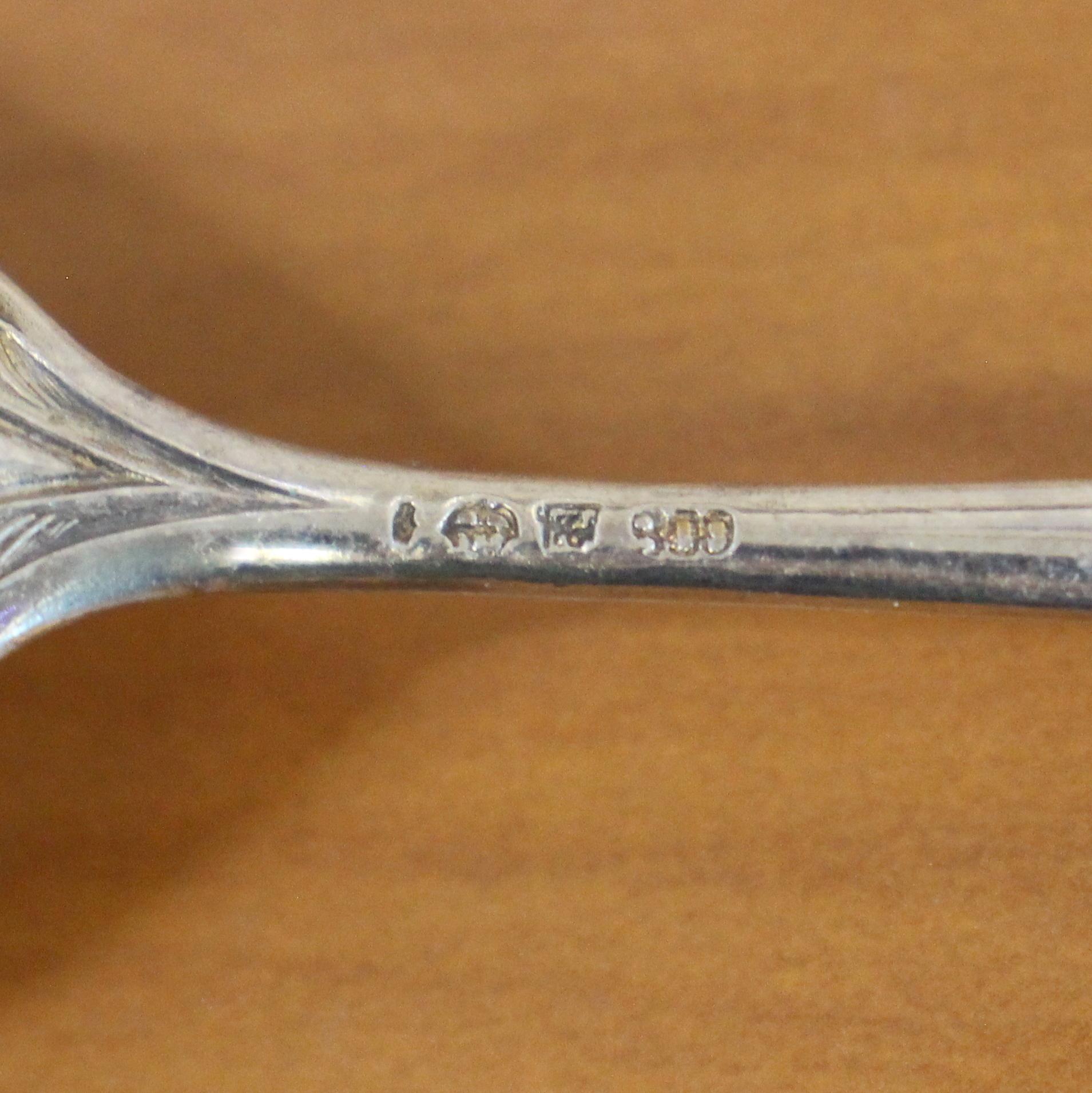 Antique Silver Meat Fork And Serving Spoon