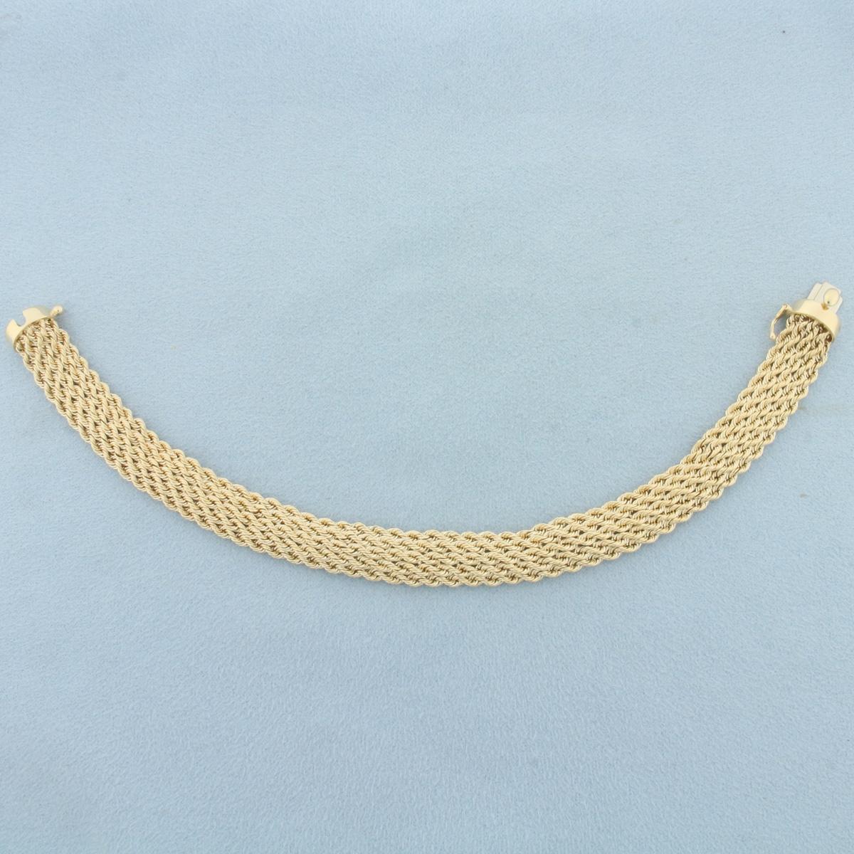 Wide Rope Link Bracelet In 14k Yellow Gold
