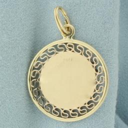 Happy Birthday Medallion Charm Or Pendant In 14k Yellow Gold