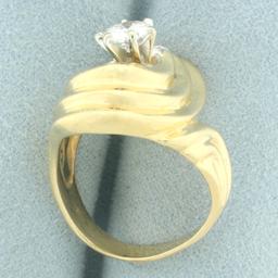 Diamond Swoop Design Ring In 14k Yellow Gold