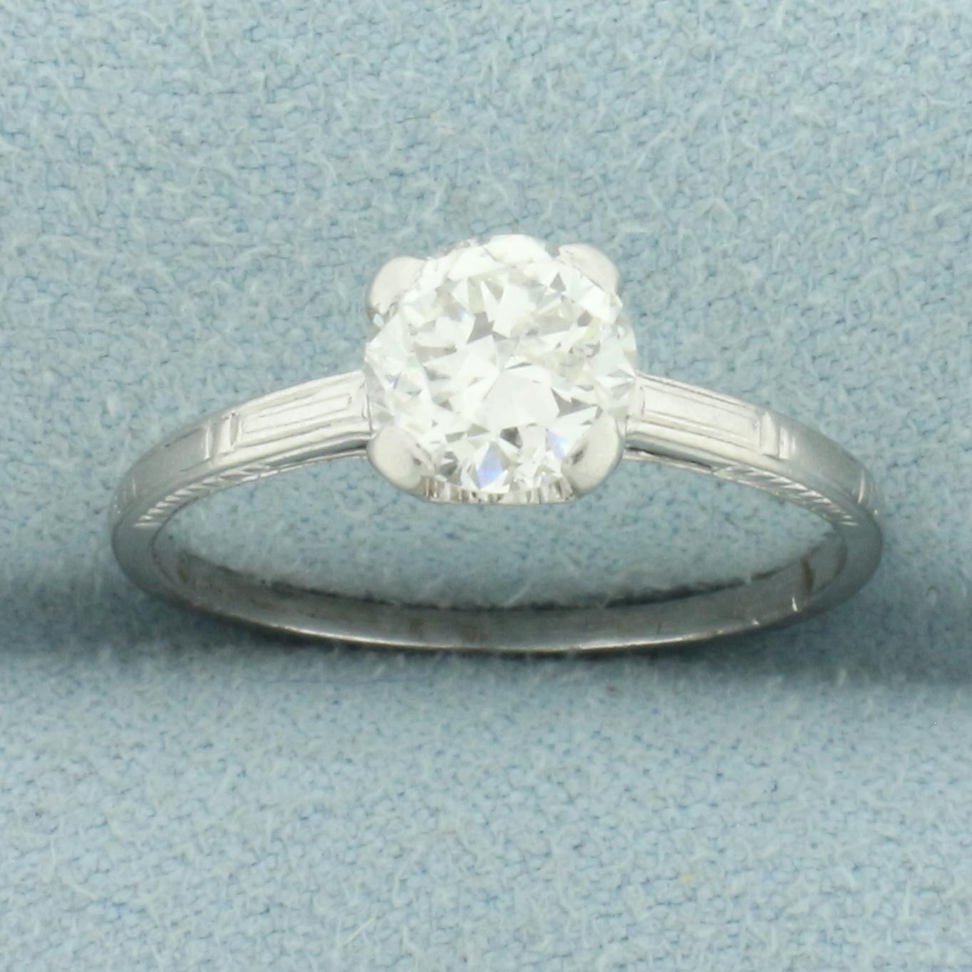 Antique Old European Cut Diamond Solitaire Ring In Platinum