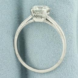 Antique Old European Cut Diamond Solitaire Ring In Platinum