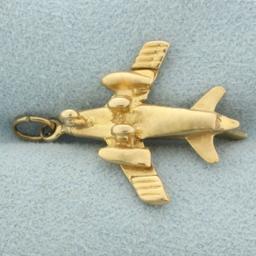 3d Usaf Air Force Plane Jet Charm In 14k Yellow Gold