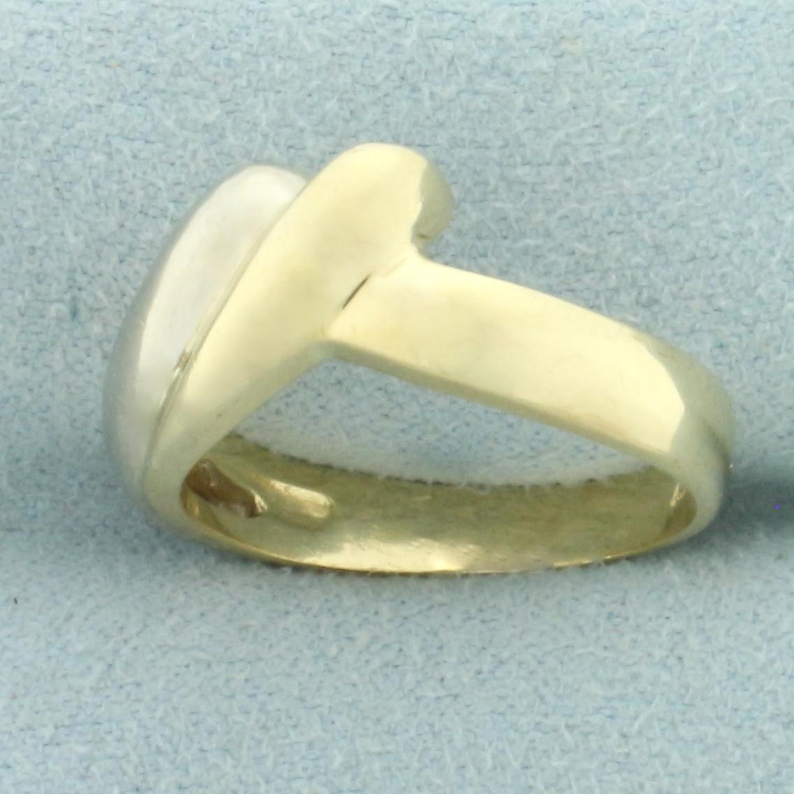 Two Tone Swoop Design Ring In 14k Yellow And White Gold