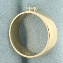 Wide Band Diamond Ring In 14k Yellow Gold