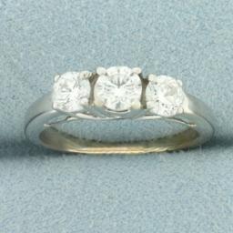 3-stone Diamond Wedding Ring In 14k White Gold