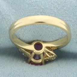 Pink Topaz And Diamond Ring In 14k Yellow Gold