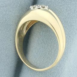 Men's Diamond Target Design Ring In 14k Yellow Gold