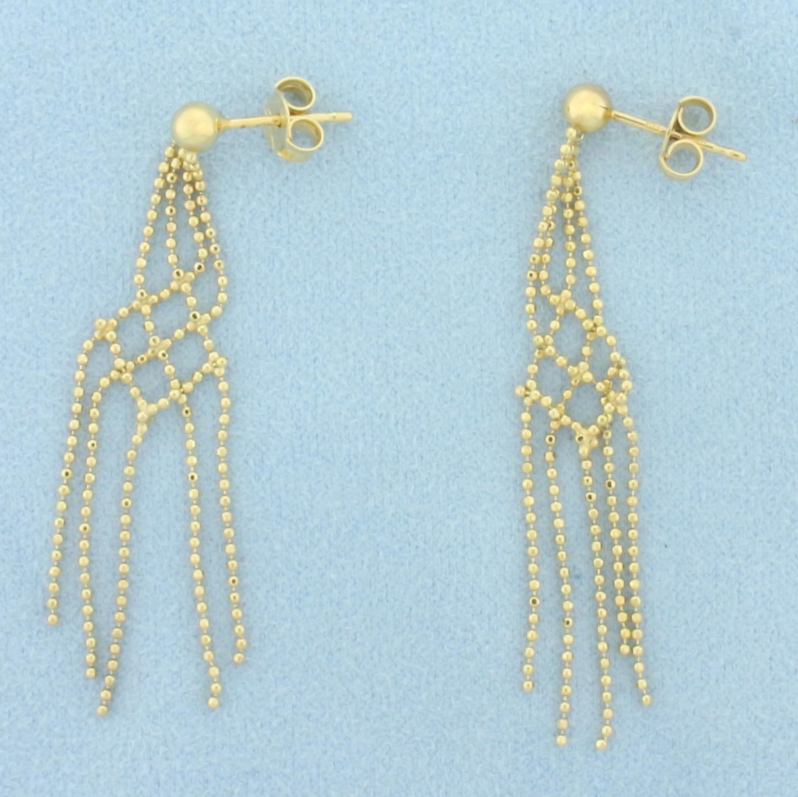 Italian Ball Bead Chandelier Earrings In 14k Yellow Gold