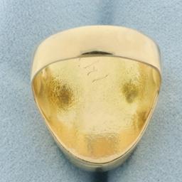 Mens Turquoise Statement Ring In 14k Yellow Gold