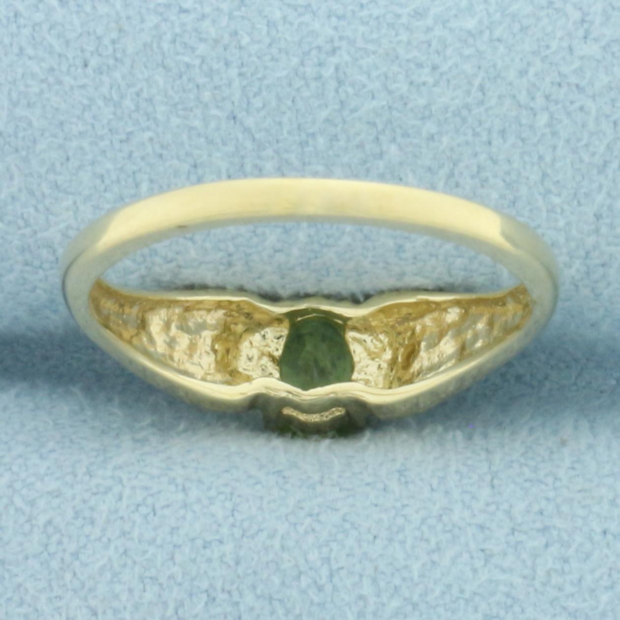 Peridot And Diamond Ring In 10k Yellow Gold