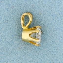 Over 1/2ct Solitaire Diamond Pendant In 14k Yellow Gold