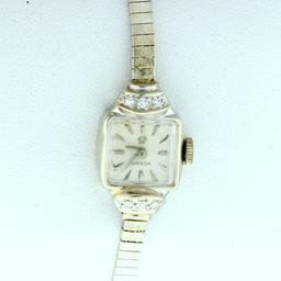 Vintage Omega Manual Wind Womens Watch In Solid 14k White Gold