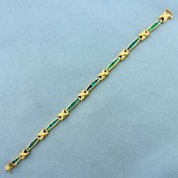 Opal Line Bracelet In 14k Yellow Gold