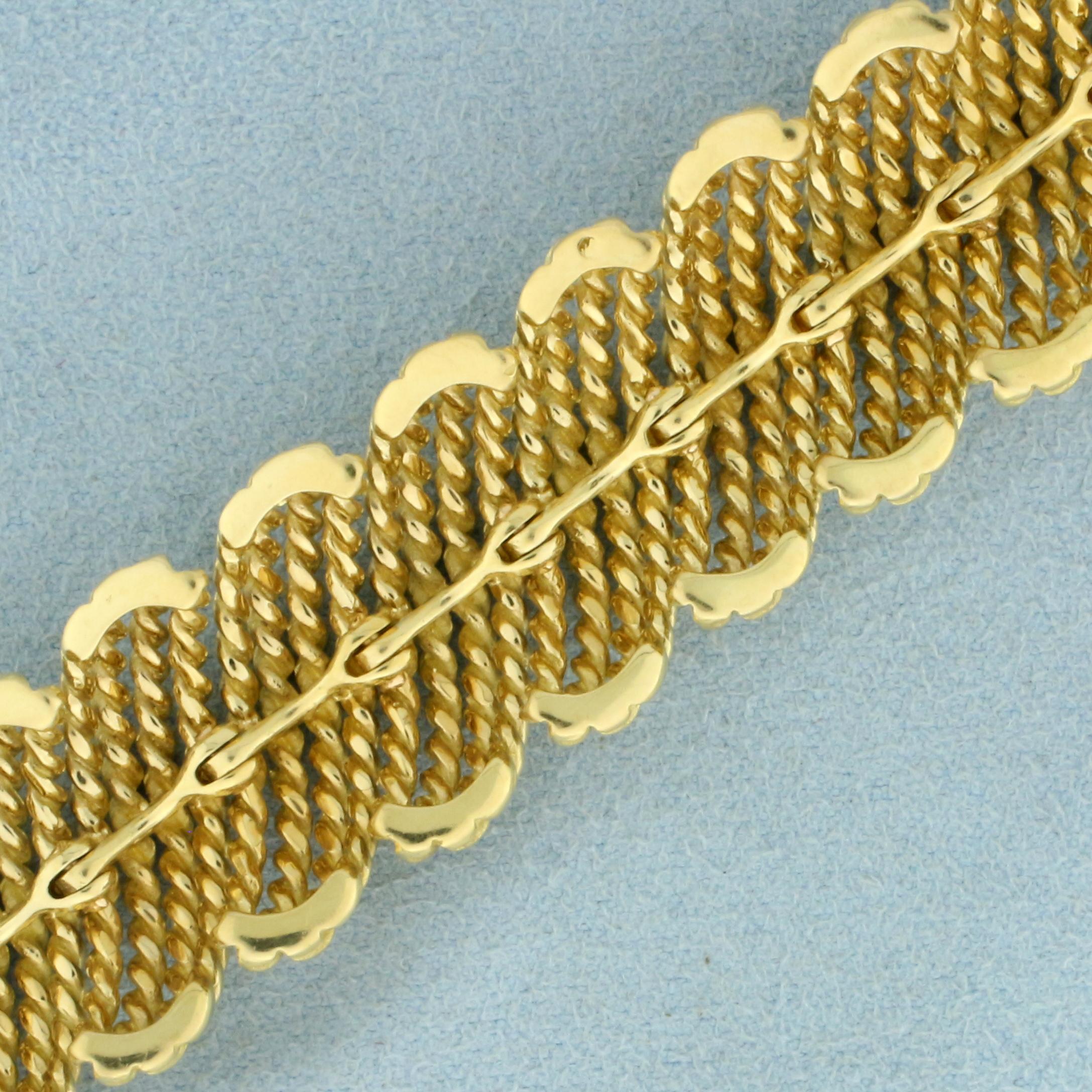 Wide Rope Design Bracelet In 18k Yellow Gold