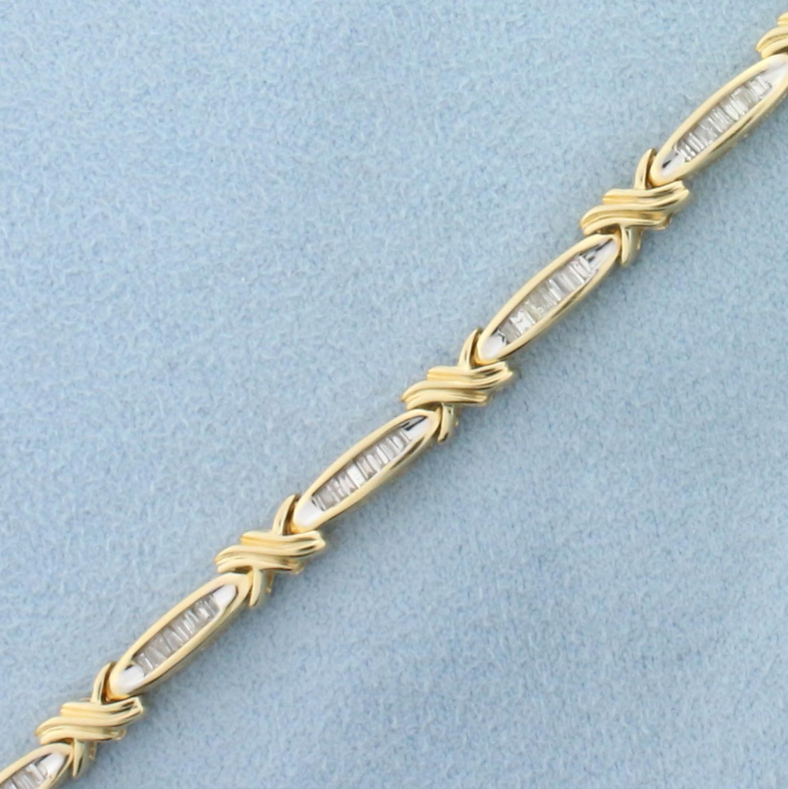 Baguette Diamond Bracelet In 14k Yellow Gold