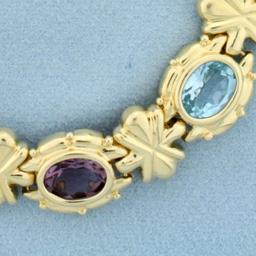 Amethyst Topaz Citrine Garnet Bracelet In 14k Yellow Gold