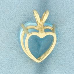 Lab Blue Sapphire And Diamond Heart Pendant In 14k Yellow Gold