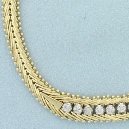 Diamond Designer Link Bracelet In 14k Yellow Gold