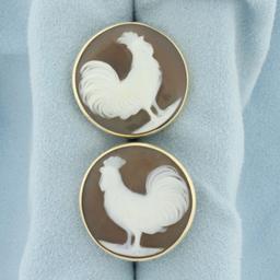 Vintage Rooster Cufflinks In 14k Yellow Gold