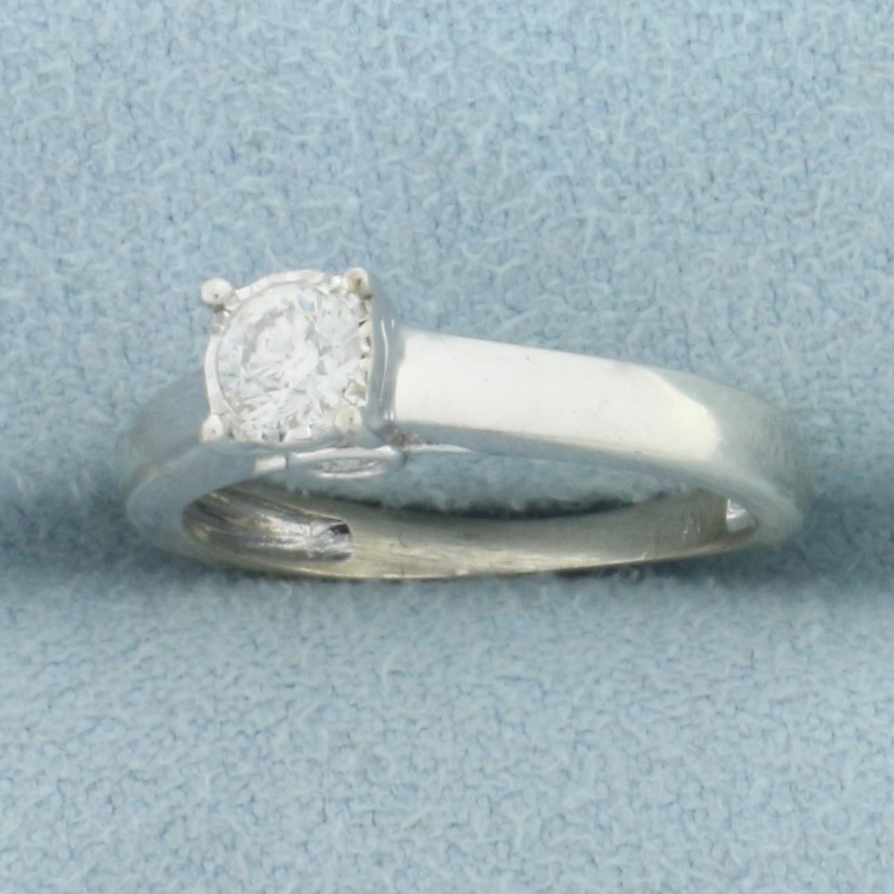 Illusion Set Diamond Engagement Ring In Sterling Silver