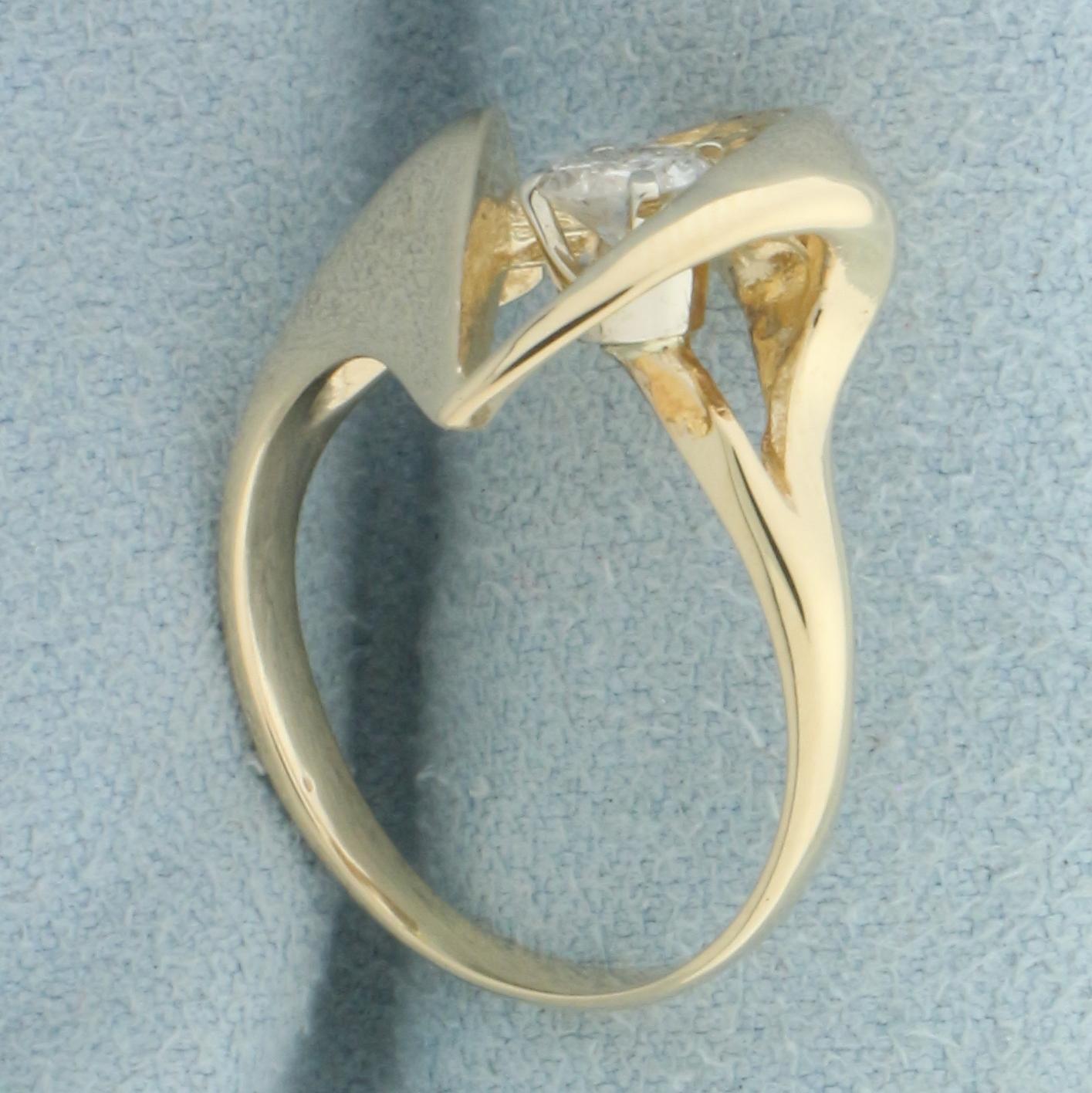 Abstract Diamond Ring In 14k Yellow Gold