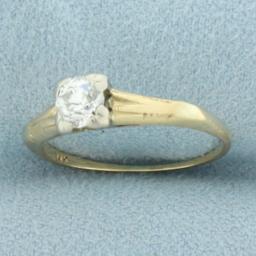 Vintage Old European Cut Diamond Solitaire Engagement Ring In 14k Yellow Gold