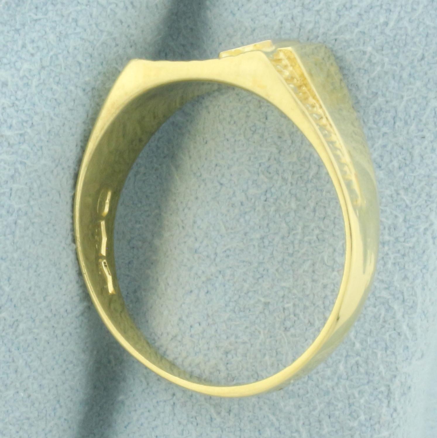 Engravable Two Tone Signet Ring In 18k Yellow Gold