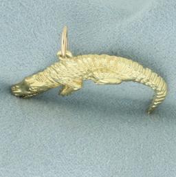 Vintage Gator Charm Pendant In 14k Yellow Gold