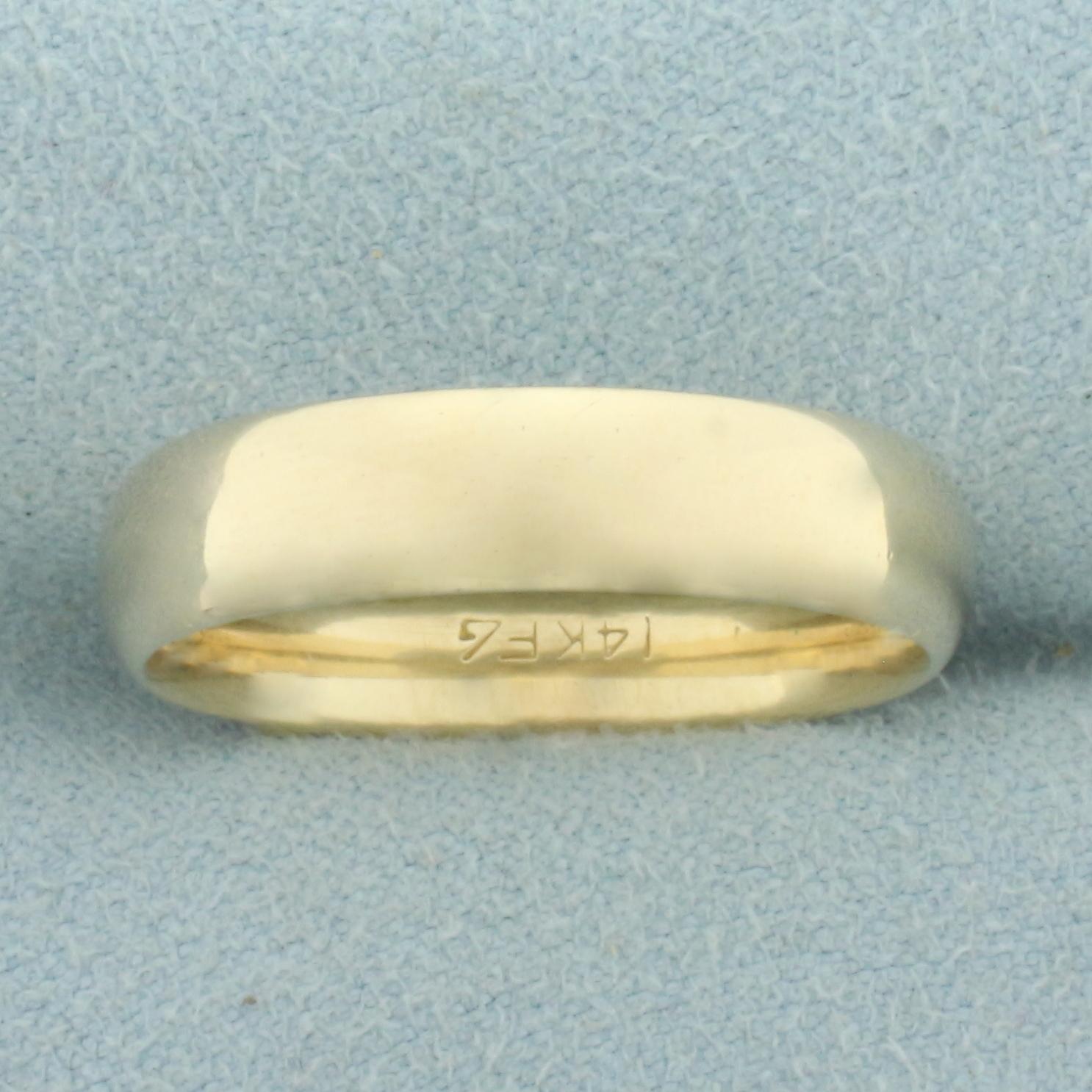 Mens Half Dome Wedding Band Ring In 14k Yellow Gold