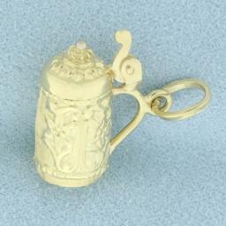 Mechanical Beer Stein Charm Or Pendant In 14k Yellow Gold