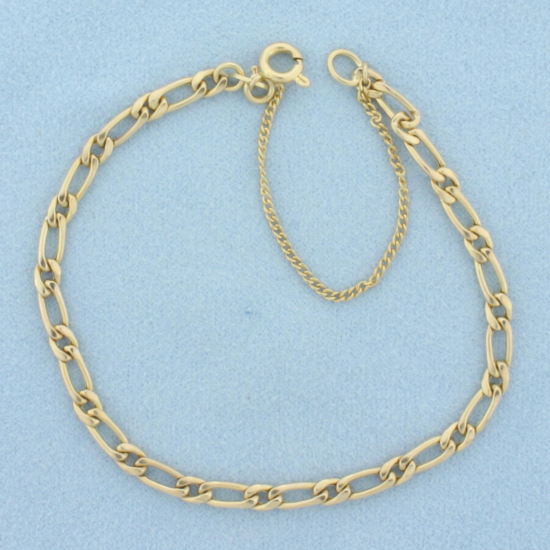 Figaro Link Bracelet In 14k Yellow Gold