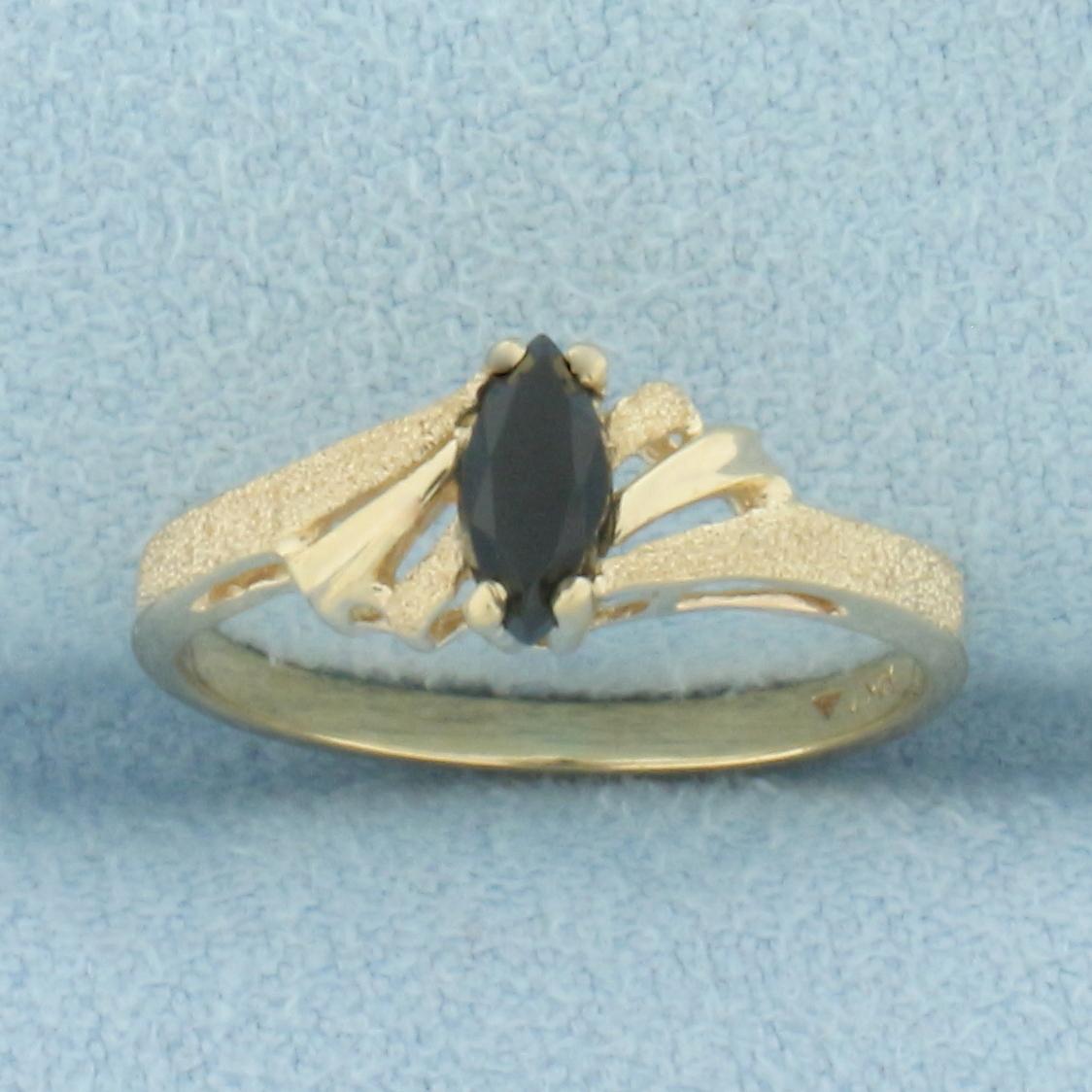 Onyx Sandblast Finish Pinky Ring In 10k Yellow Gold