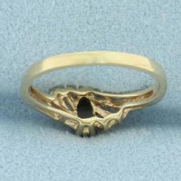 Onyx Sandblast Finish Pinky Ring In 10k Yellow Gold